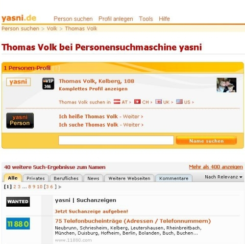 Thomas Volks Yasni-Profil